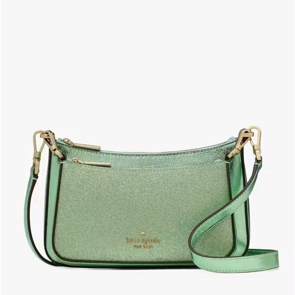 ♠️Kate Spade Duet Metallic Glitter Crossbody Duo Bag, Seawater Green NWT - Picture 1 of 6